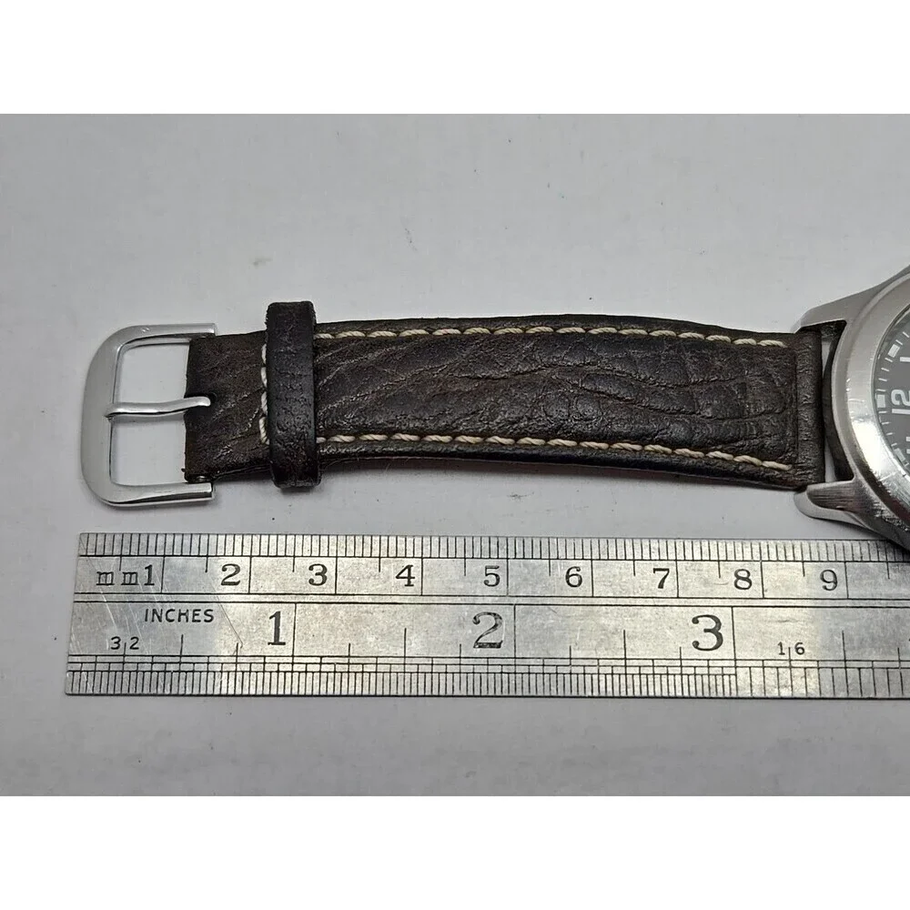 Timex Expedition Indiglo WR50M Date Field Watch Quartz New Battery Leather Strap